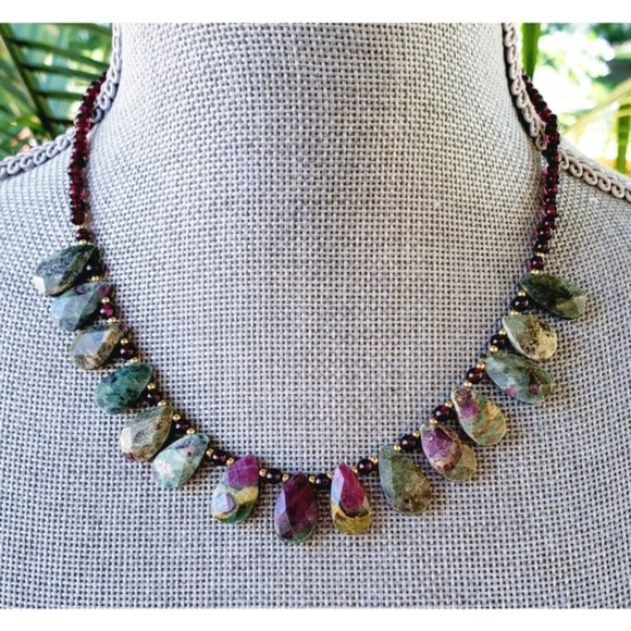 coiledfusion Jewelry - Artisan Garnet, Ruby Gemstone Necklace